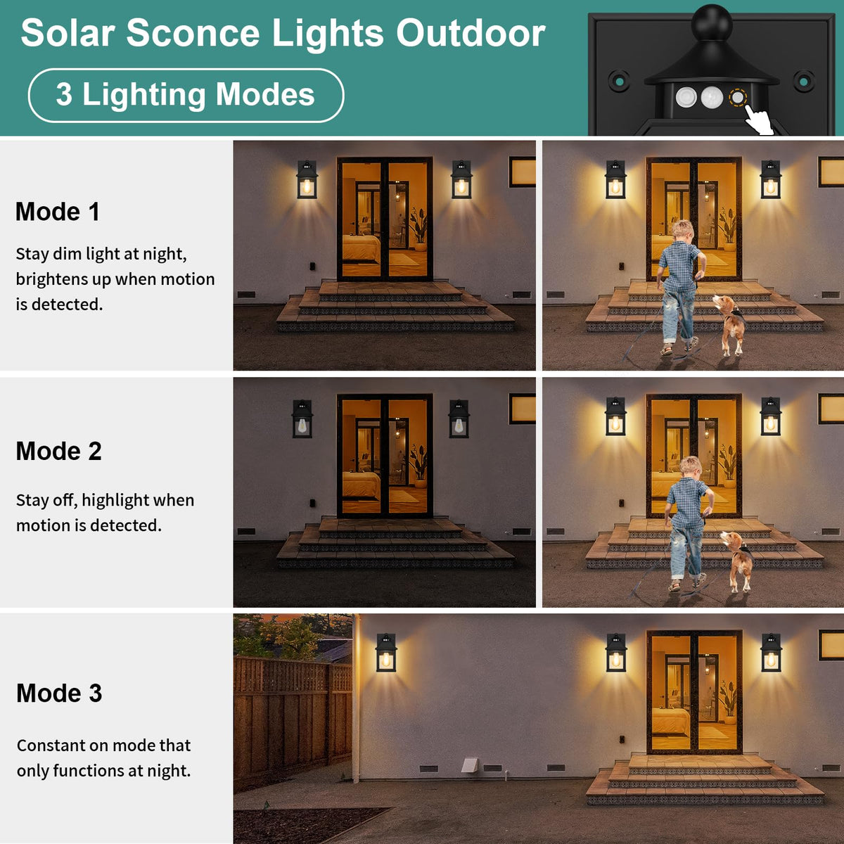 Solar Porch Lights Outdoor Dusk to Dawn with Motion Sensor T583