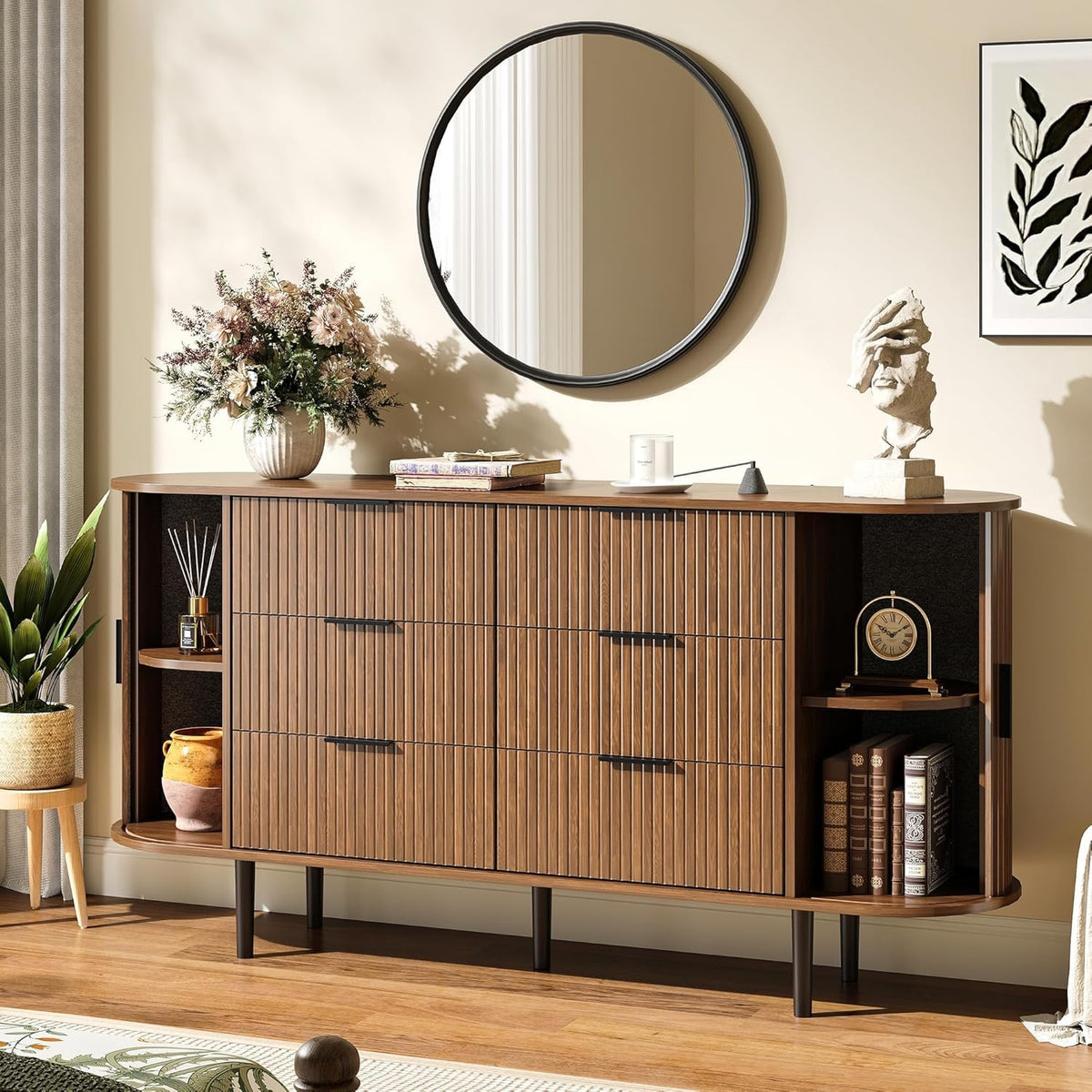 Brown 6 Drawer Wood Dresser H893
