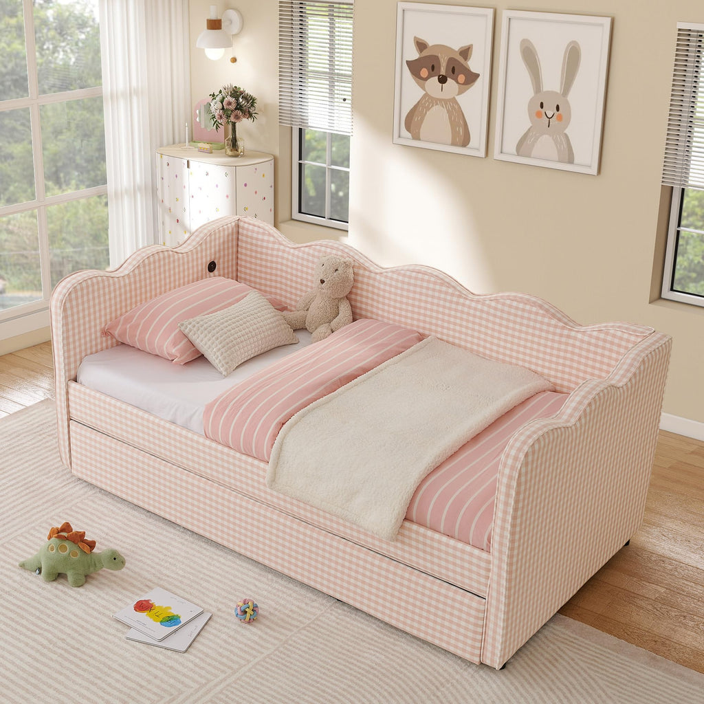 Twin Size Upholstered Daybed with Pop Up Trundle G866601