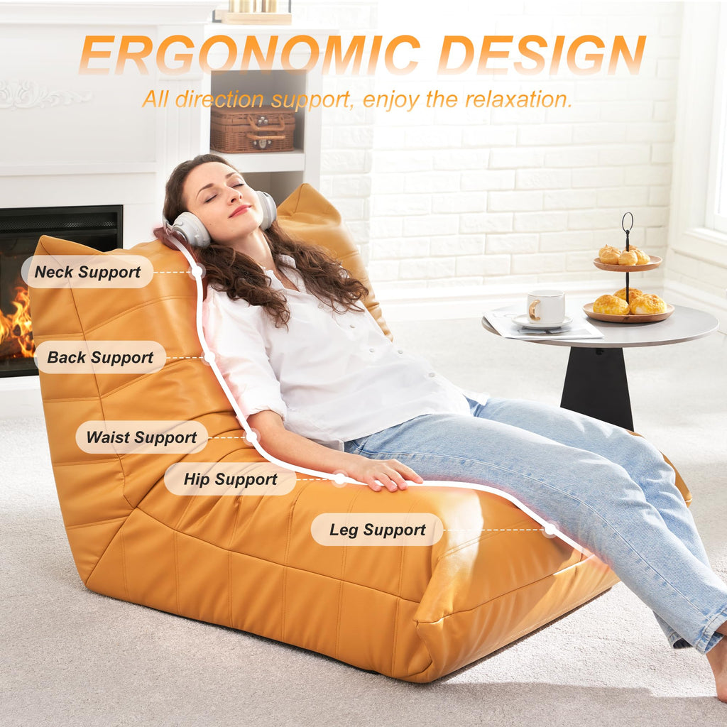 Leather Memory Foam Bean Bag Chair Q9507