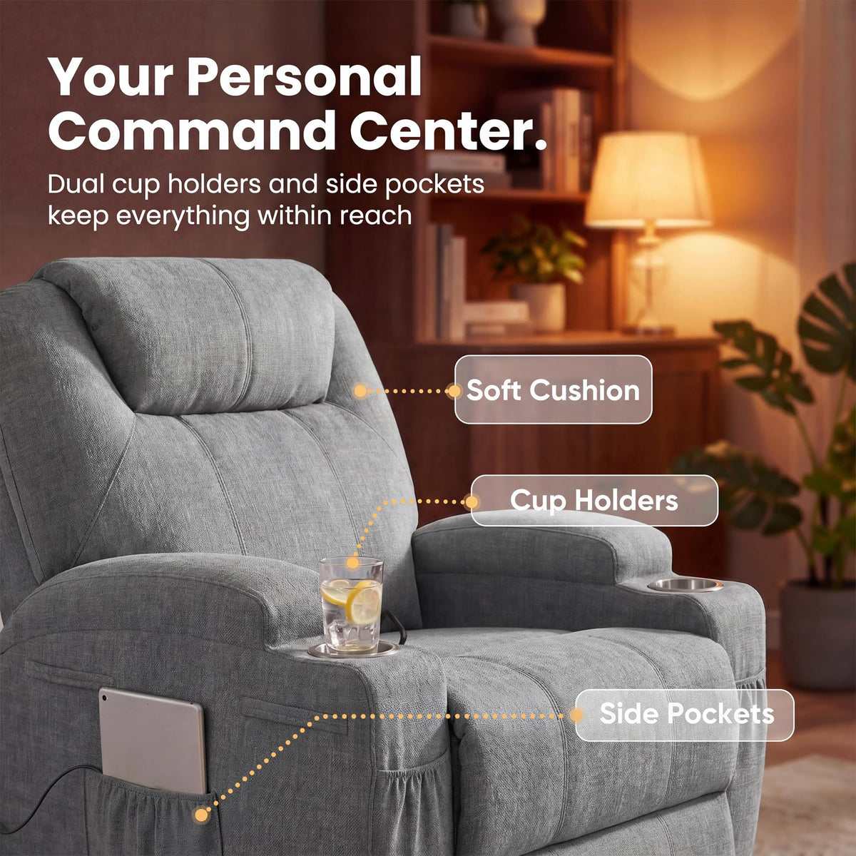 Small Swivel Rocker Recliner with Massage P598