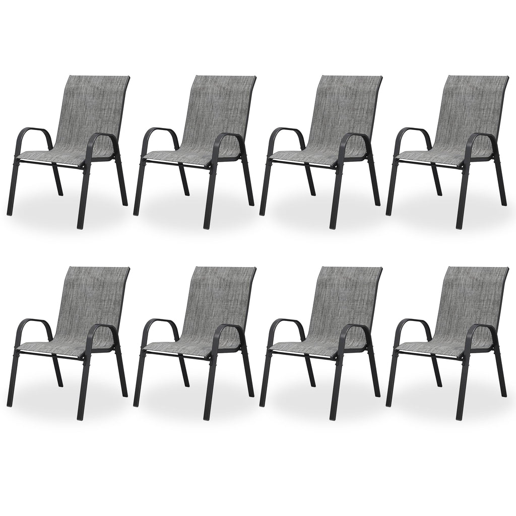 Light Gray Stacking Patio Dining Chairs Set of 8 A871329