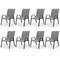 Light Gray Stacking Patio Dining Chairs Set of 8 A871329