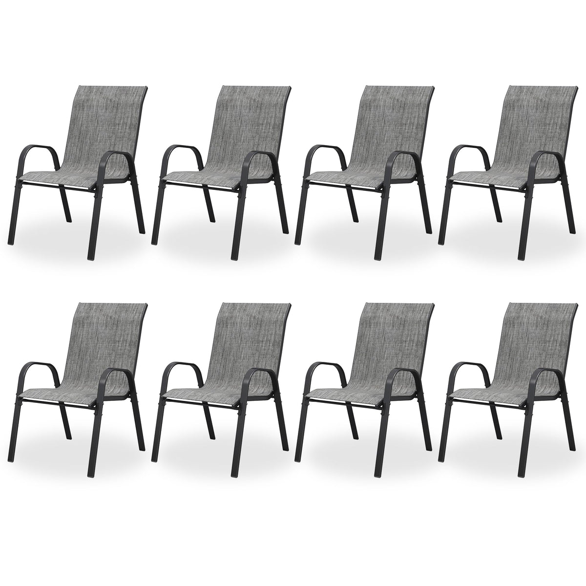 Light Gray Stacking Patio Dining Chairs Set of 8 A871329