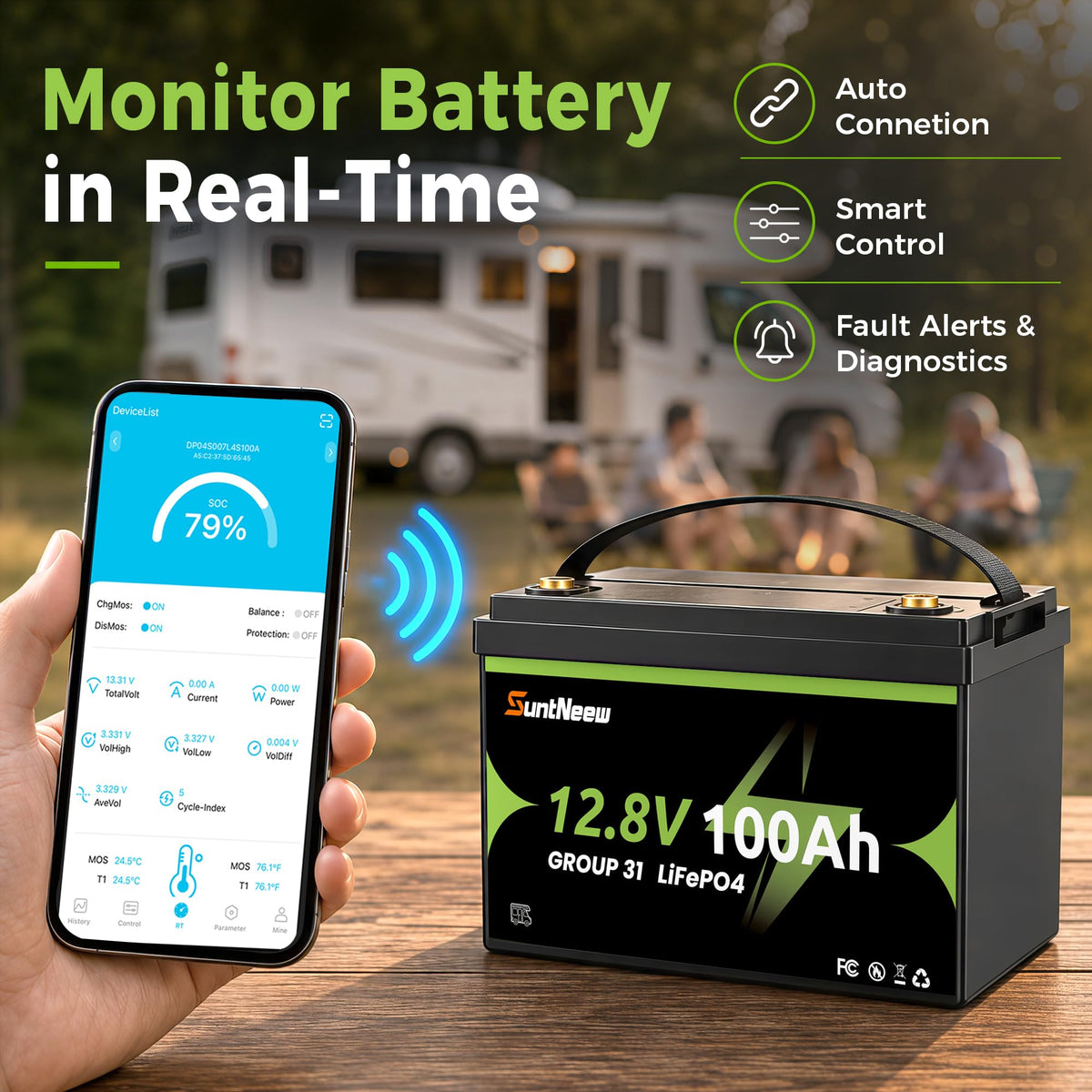 12V 100Ah LiFePO4 Battery Group 31 K16376
