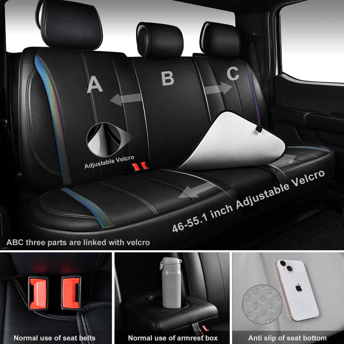 Nappa Leather Car Seat Covers 5 Seats Full Set U623
