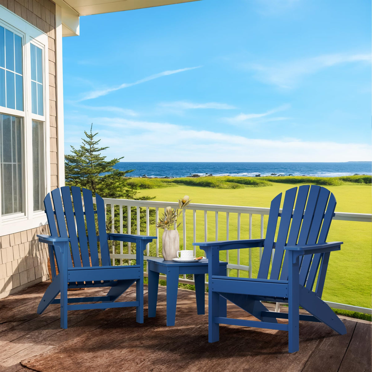 Plastic Adirondack Chair Set of 4 Navy Blue B665