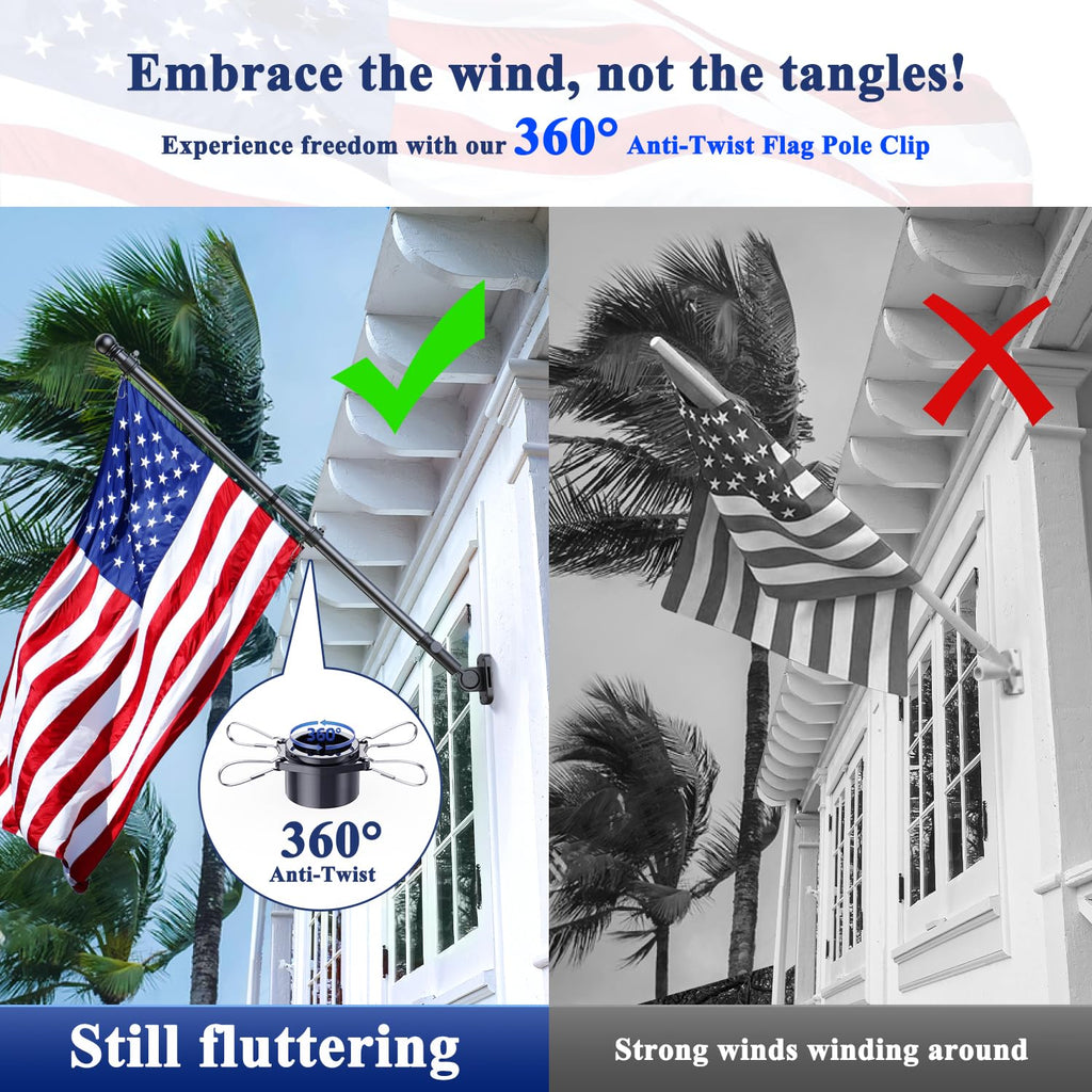 Tangle Free Stainless Steel Flag Pole Kit with Bracket W391647