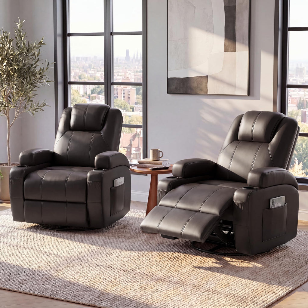 Swivel Rocker Recliner Chair with Vibration Massage M4958