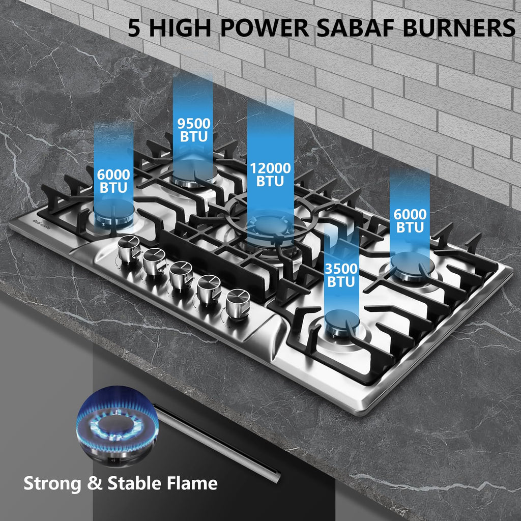 30 Inch 5 Burners Stainless Steel Gas Cooktop C50103