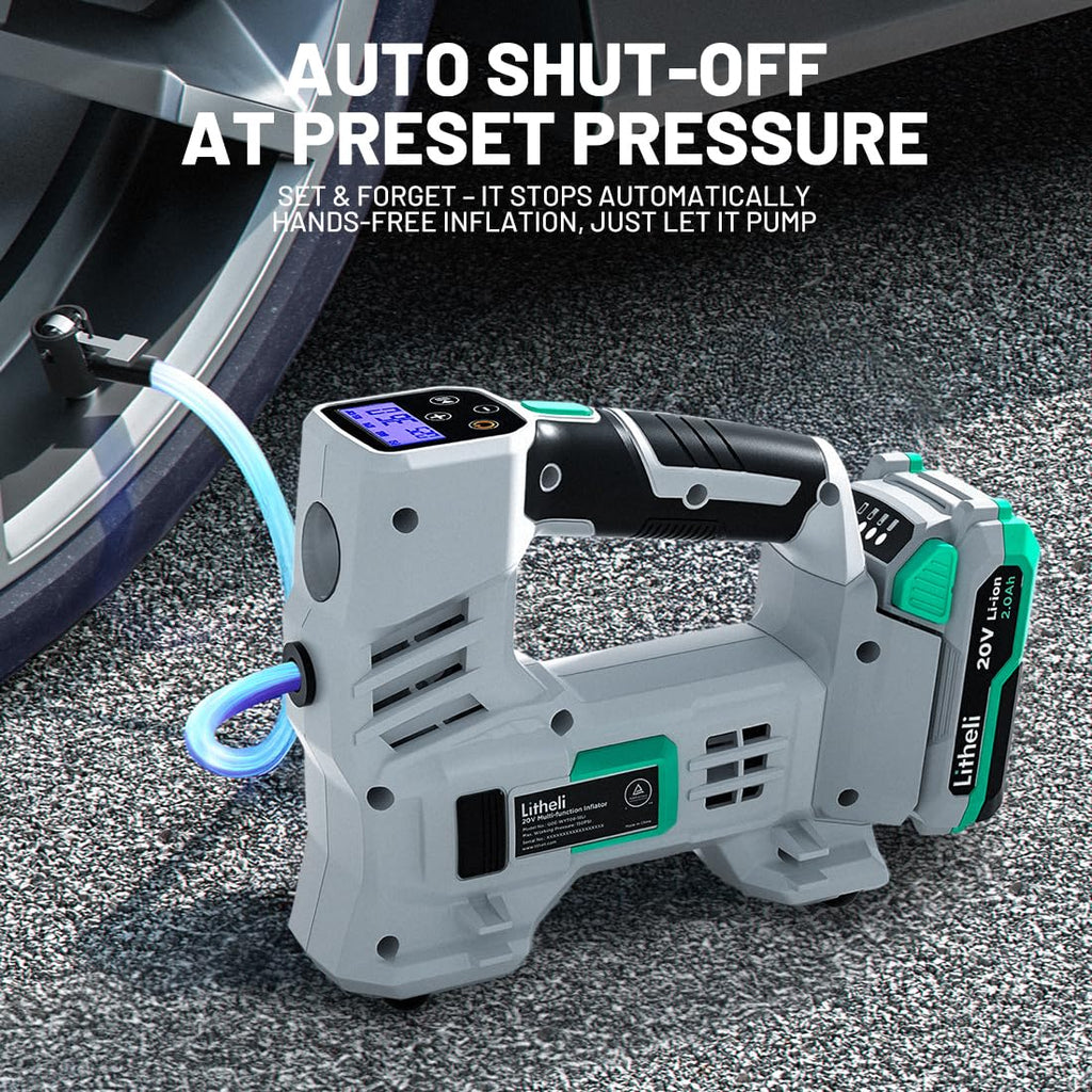 20V Cordless Tire Inflator Air Compressor with Digital Pressure Gauge P358
