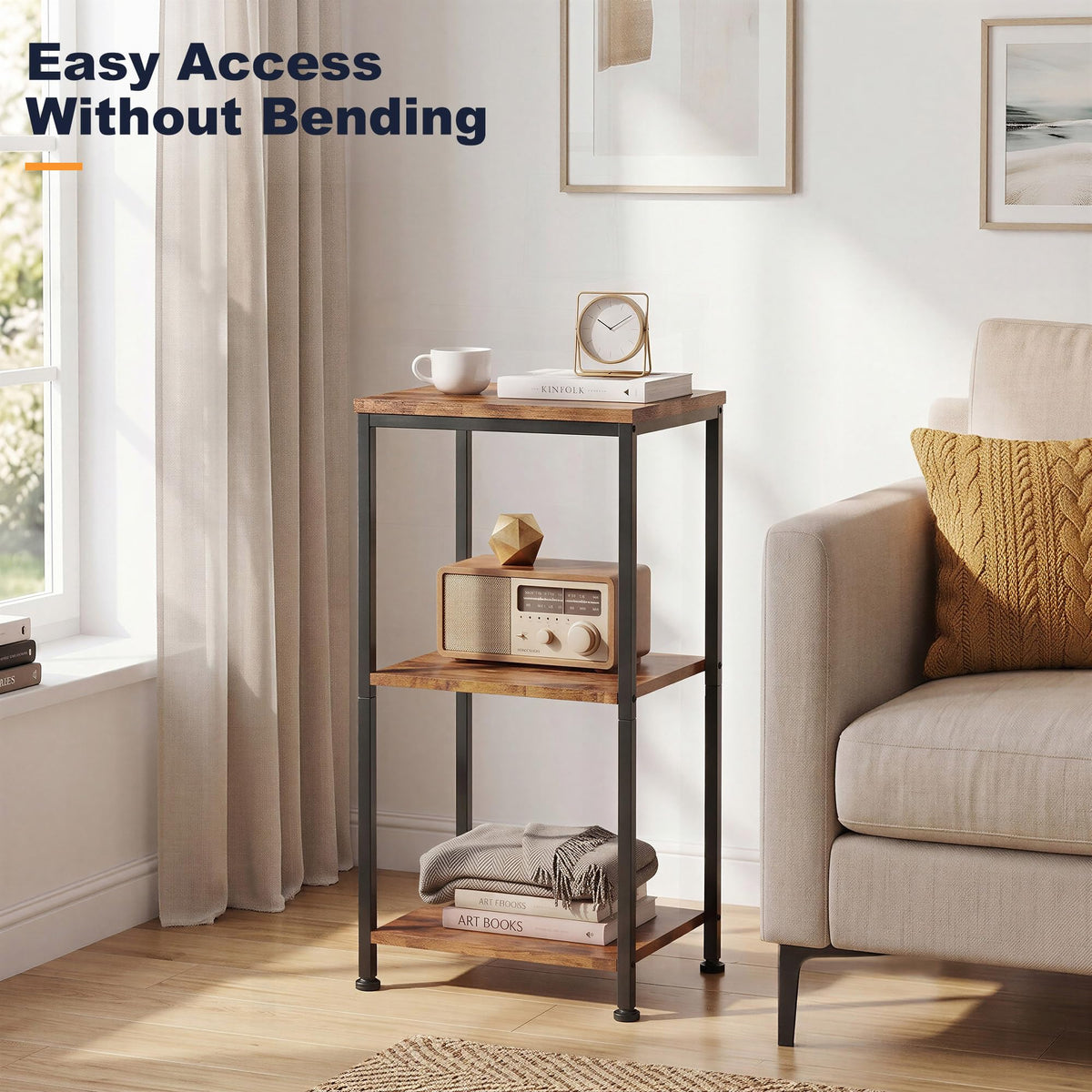 3-Tier Side Table with Adjustable Shelf T1662