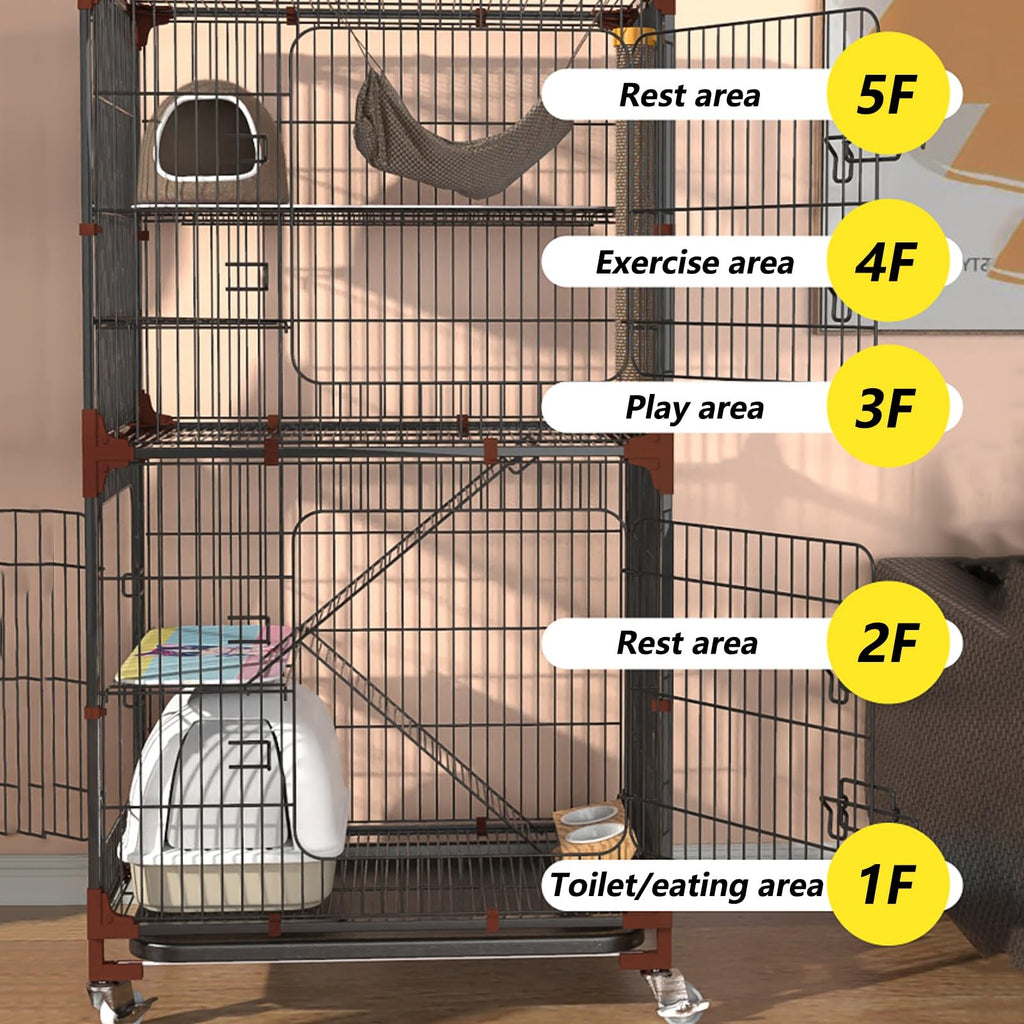 5-Tier Cat Cage with Wheels X234