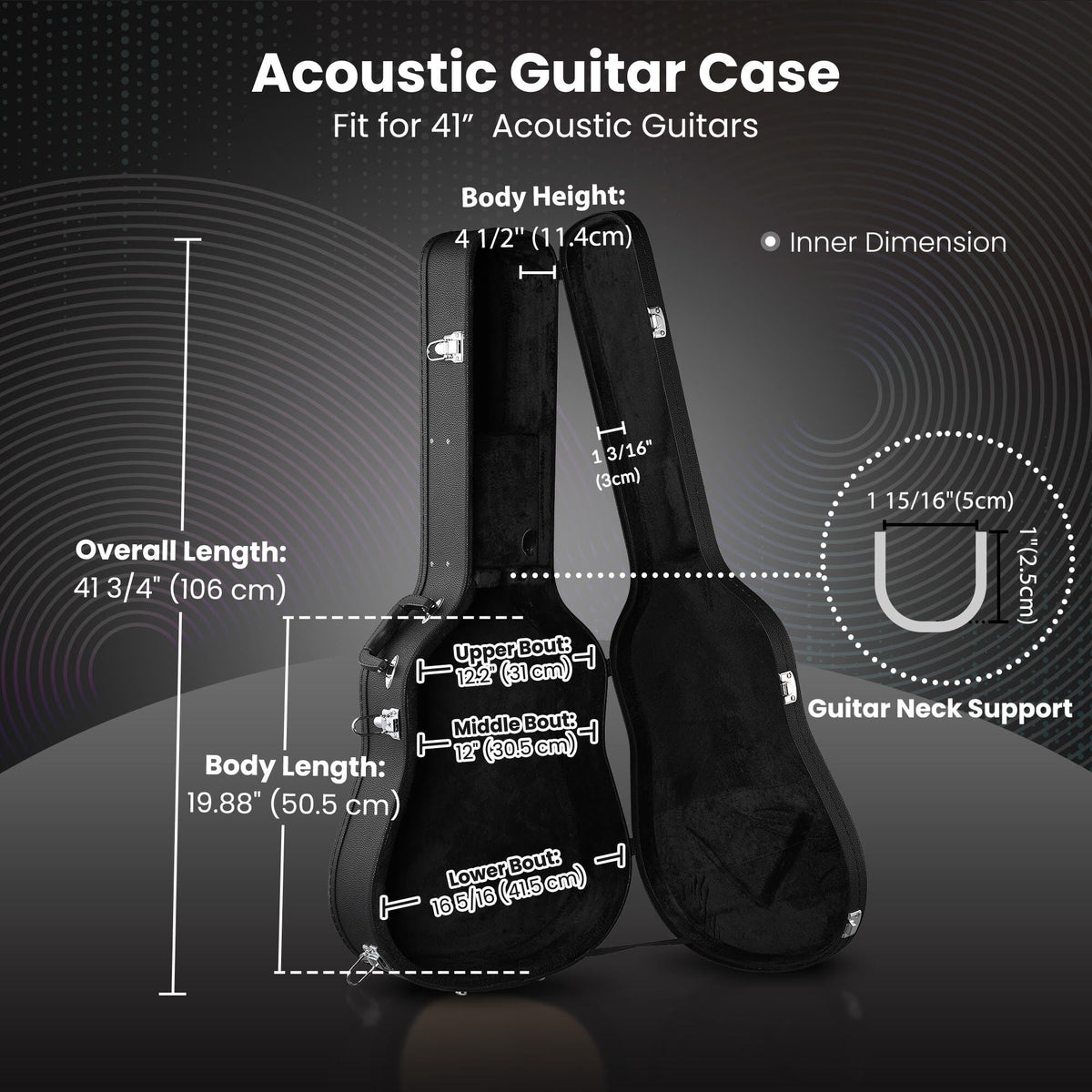 Dreadnought 41 Inch Wooden Hardshell Guitar Case V4420