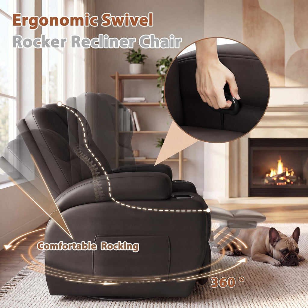 Swivel Rocker Recliner Chair with Vibration Massage M4958
