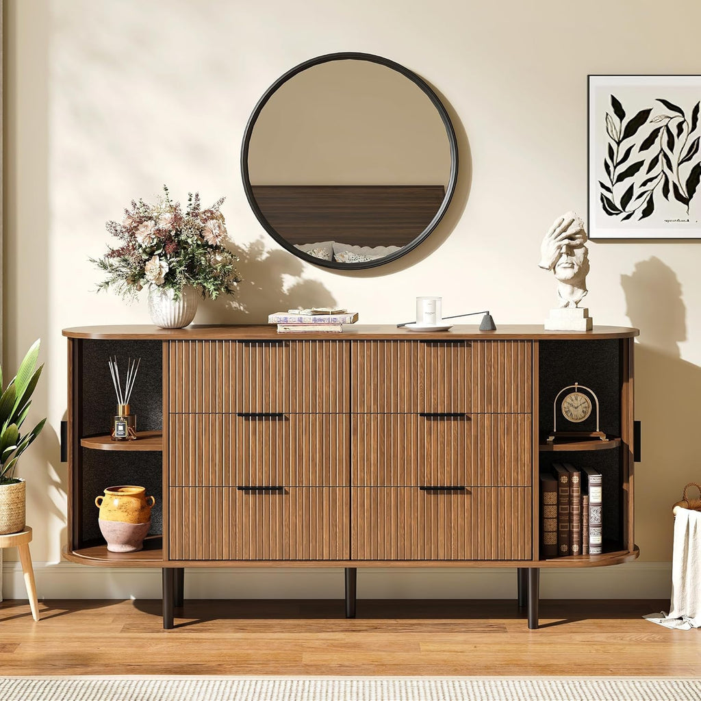 Brown 6 Drawer Wood Dresser H893
