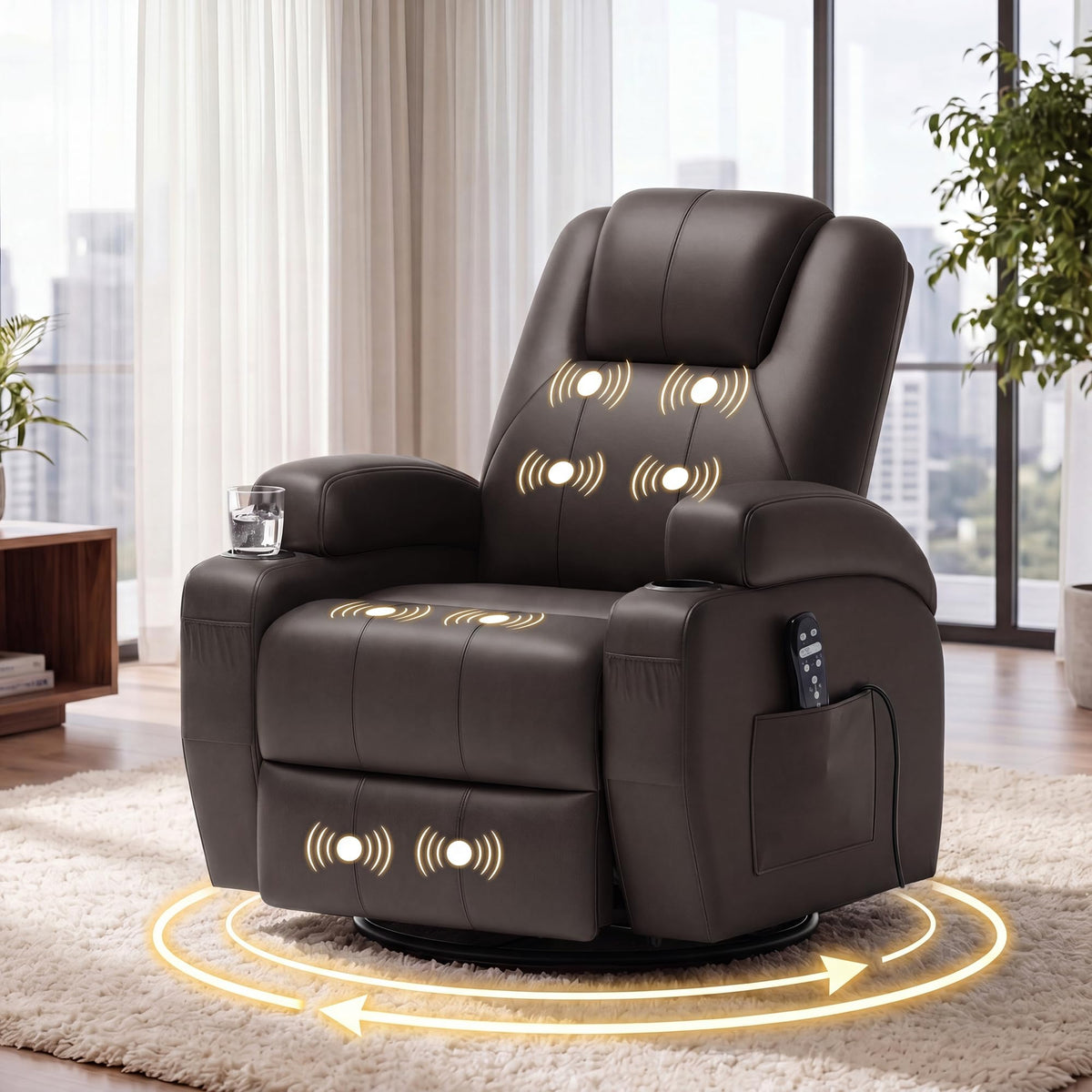 Swivel Rocker Recliner Chair with Vibration Massage M4958