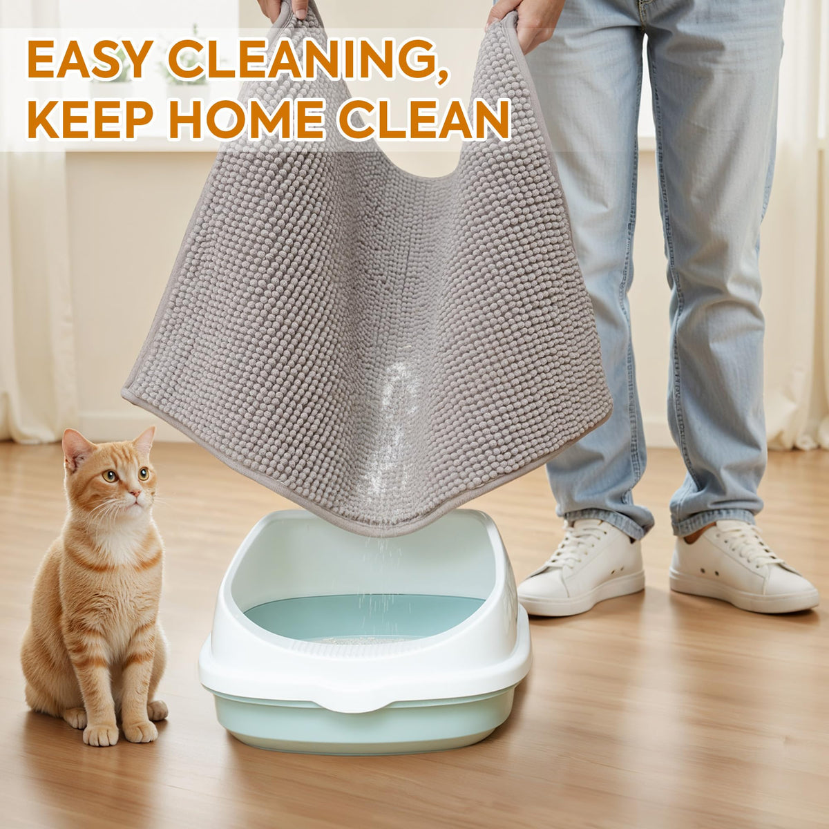 Soft Chenille Cat Litter Box Mat 48'' x 36'' O230497