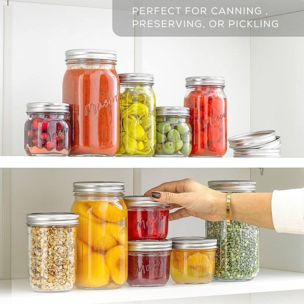 16 Oz 6-Pack Wide Mouth Glass Mason Jars with Lids C7301