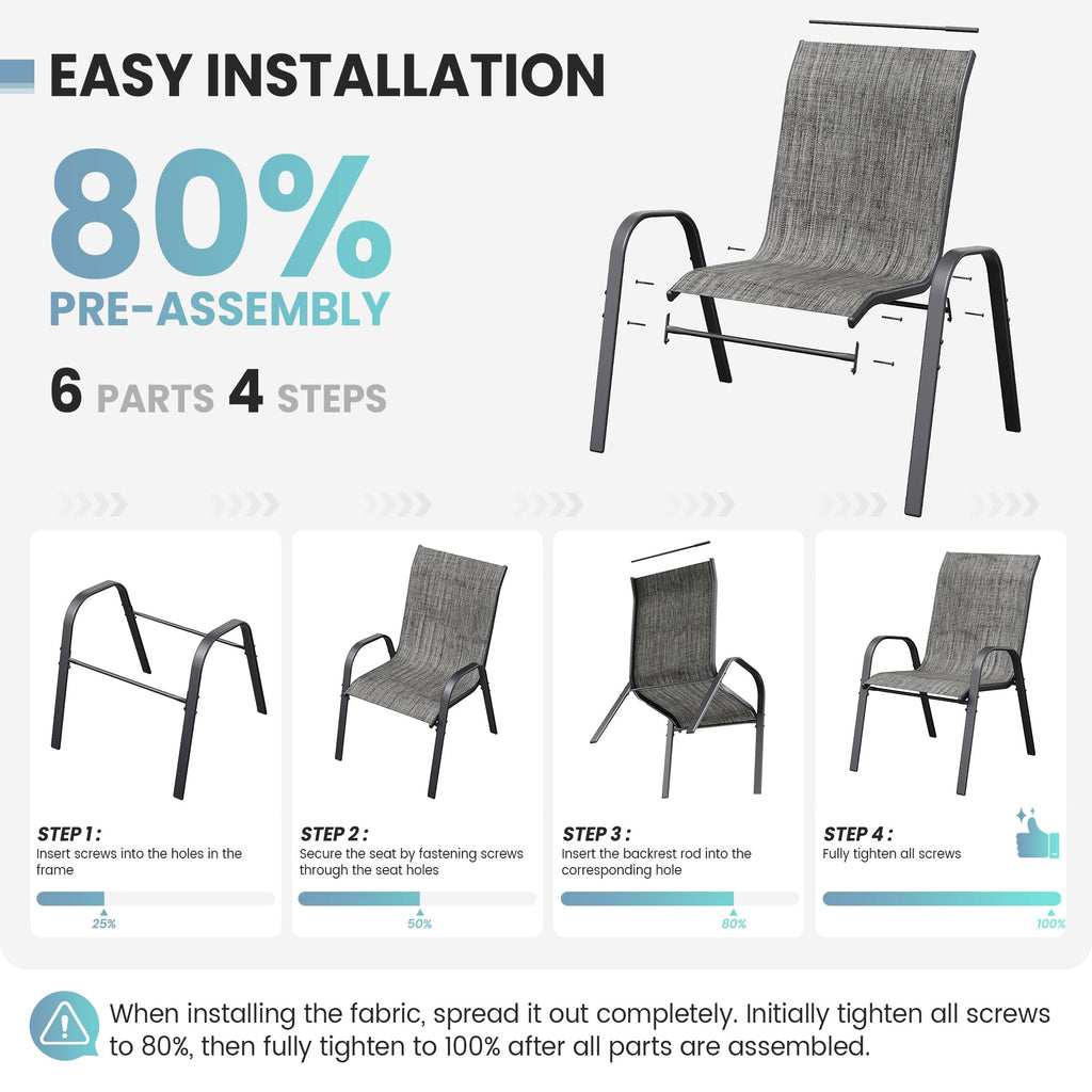 Light Gray Stacking Patio Dining Chairs Set of 8 A871329
