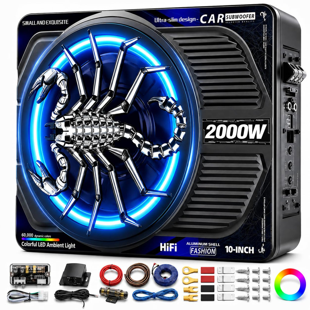 2000W 10 Inch Underseat Car Subwoofer and Amp Package X94002