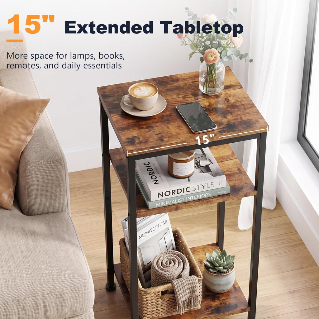 3-Tier Side Table with Adjustable Shelf T1662
