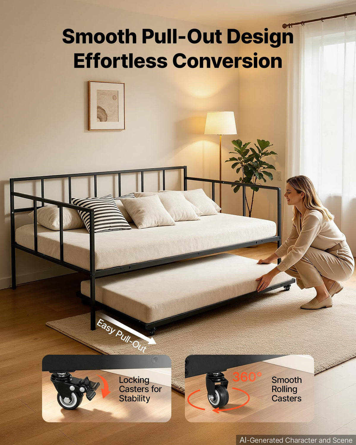 Full Size Daybed with Pop Up Trundle O151