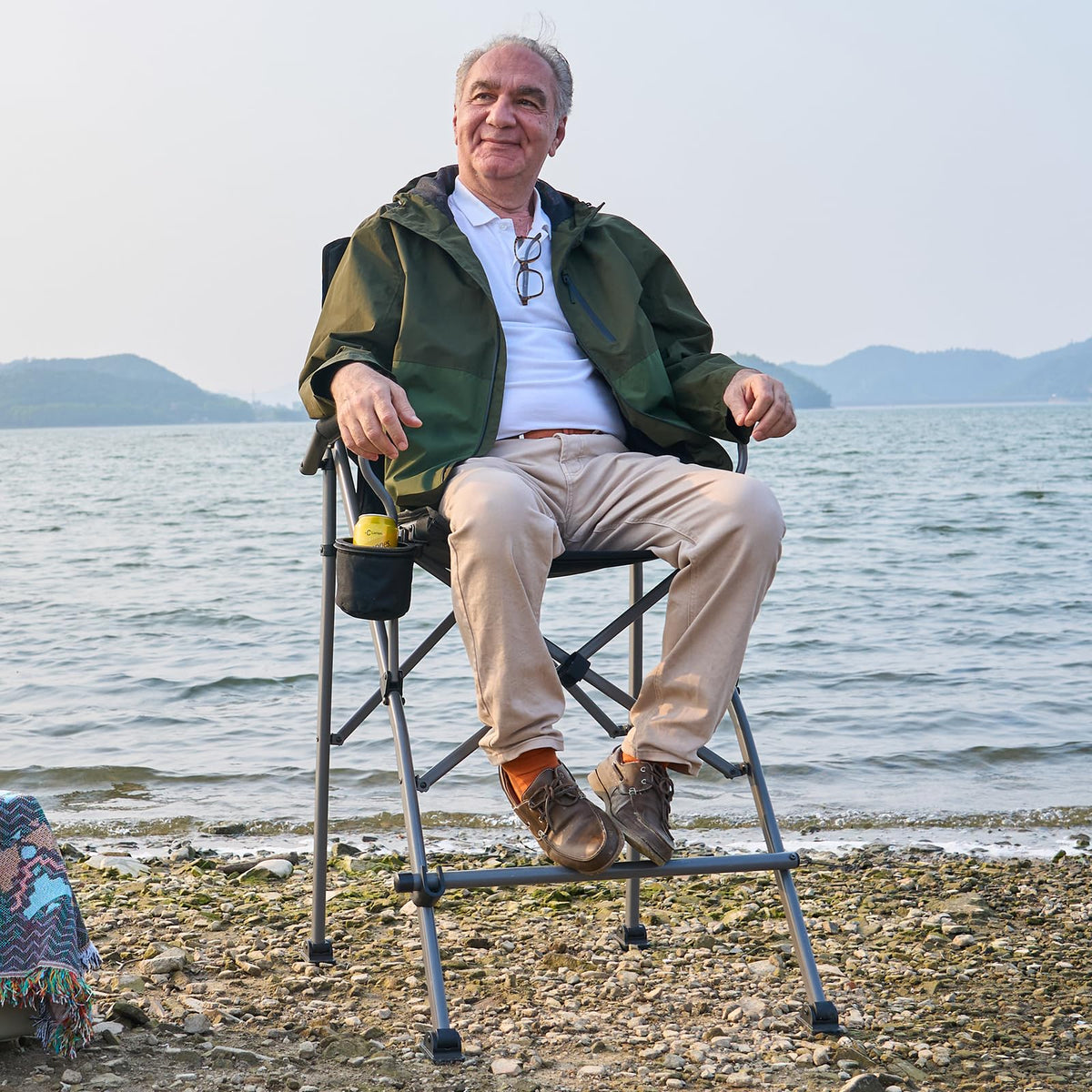 Foldable Camping Chair with Carry Bag Black E95974