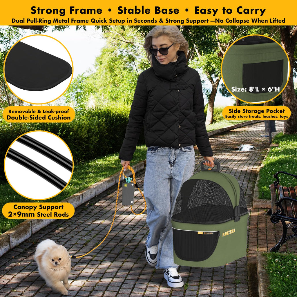Foldable Pet Stroller with Detachable Carrier R189
