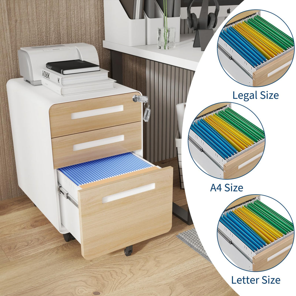 3 Drawer Mobile Metal File Cabinet with Lock O242