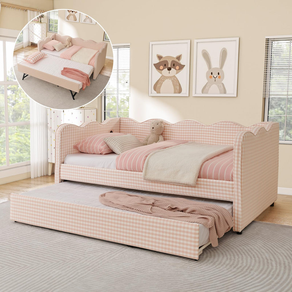Twin Size Upholstered Daybed with Pop Up Trundle G866601