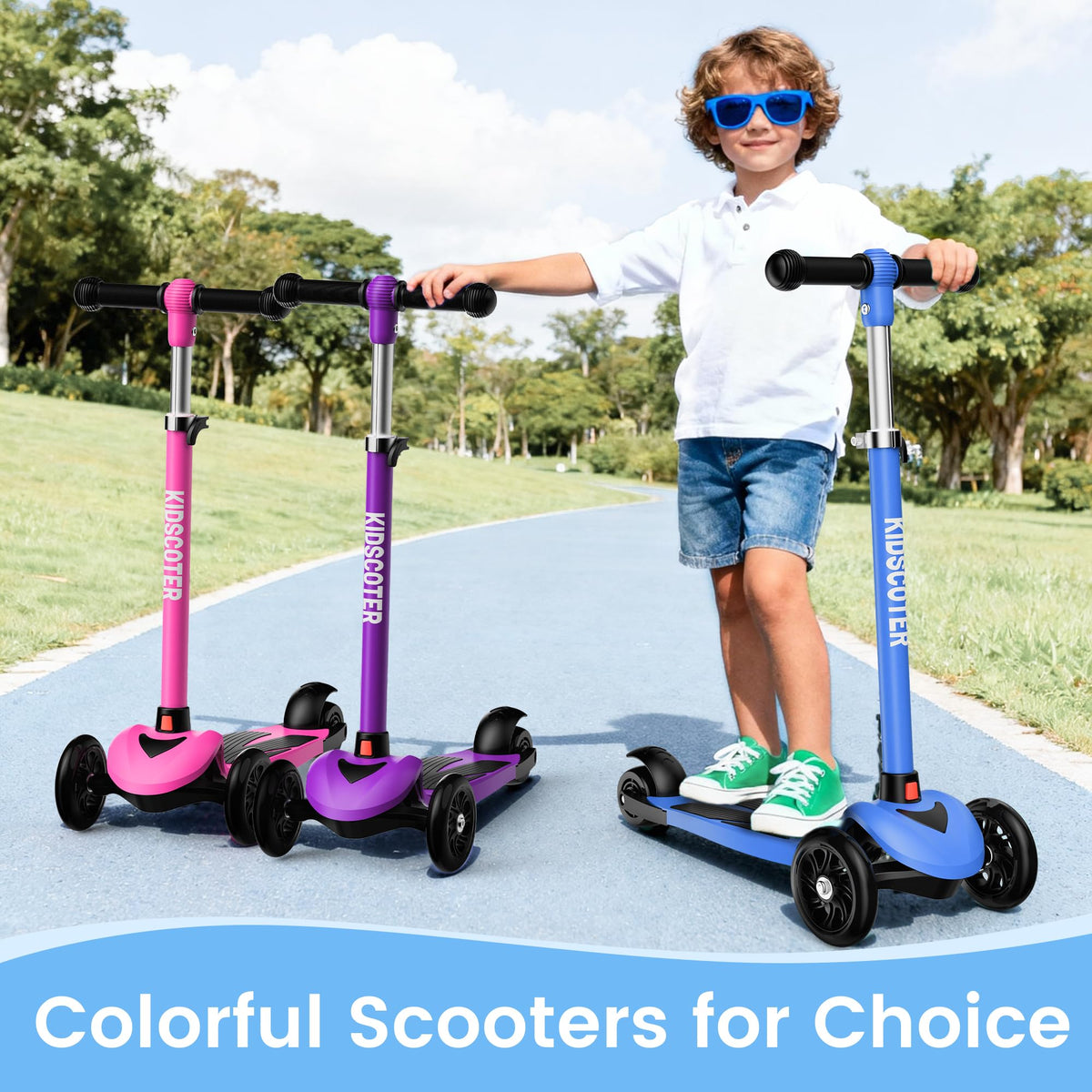 Multicolor 3 Wheel Kids Scooter with LED Light-Up Wheels A14556
