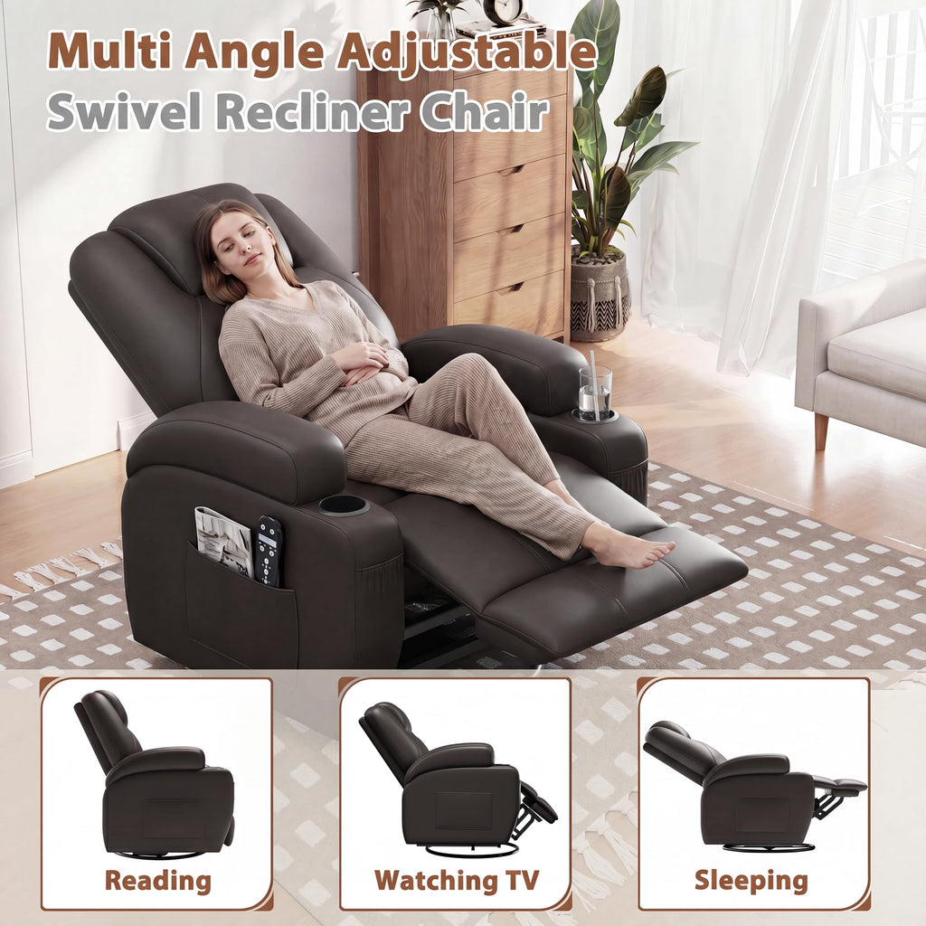 Swivel Rocker Recliner Chair with Vibration Massage M4958