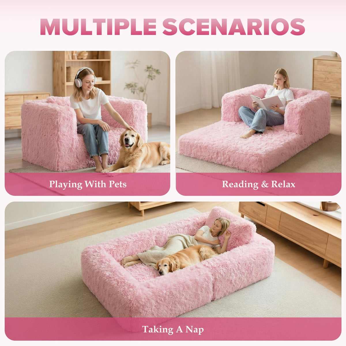 Convertible Sofa Bed 3-in-1 Futon with Pillow U684609