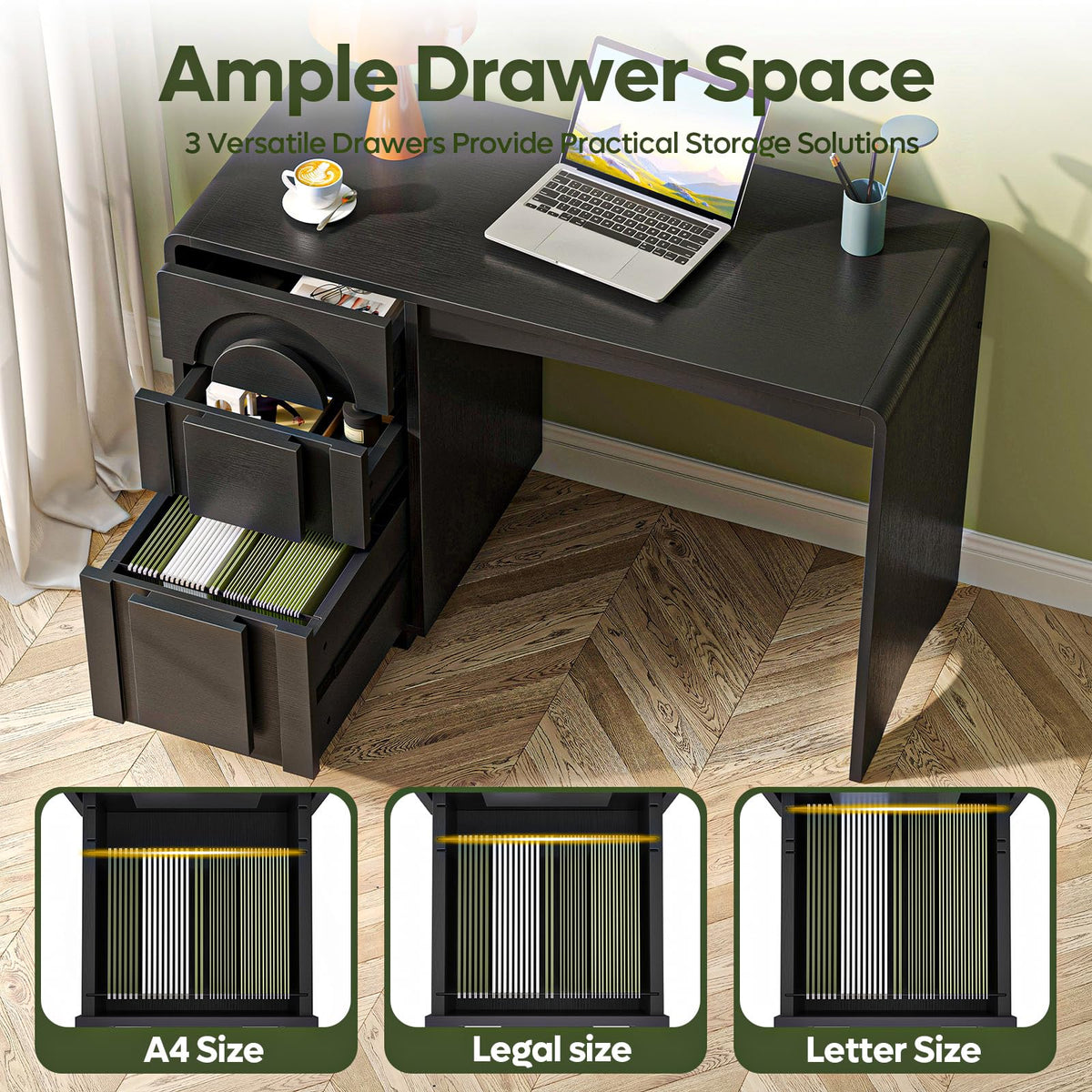 47" Computer Desk with 3 Drawers N59882