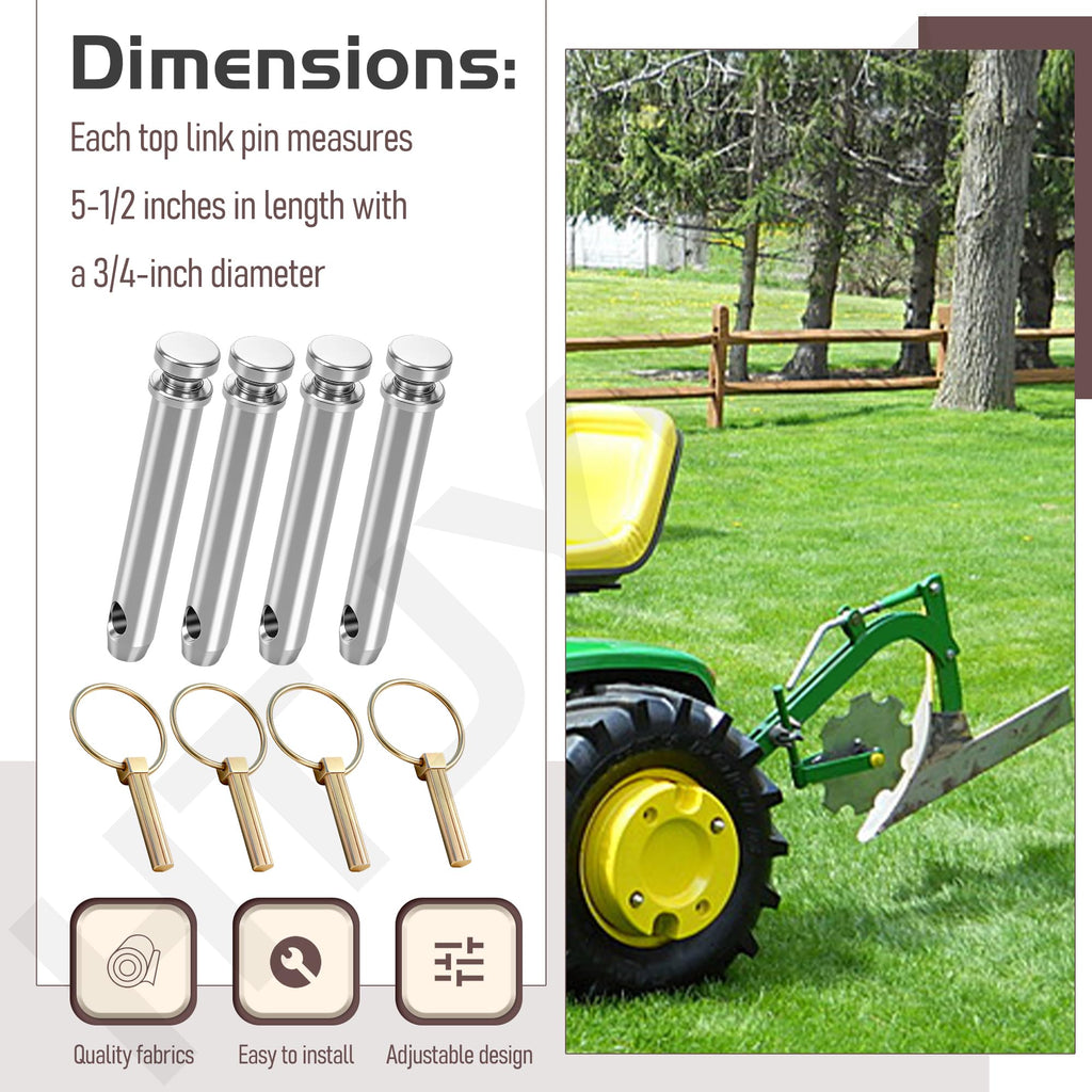 Cat 1 Top Link Pin Hitch Accessories, 4 Pack, 5-1/2, 3/4" J508