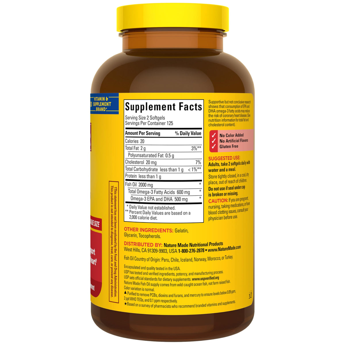 Fish Oil Omega 3 Supplements 2000mg 250 Softgels V4974