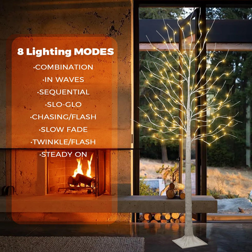 Set of 2 6 feet Lighted Birch Tree 160 LED Warm White U337740