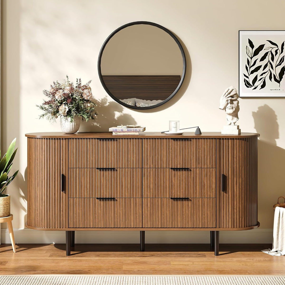 Brown 6 Drawer Wood Dresser H893