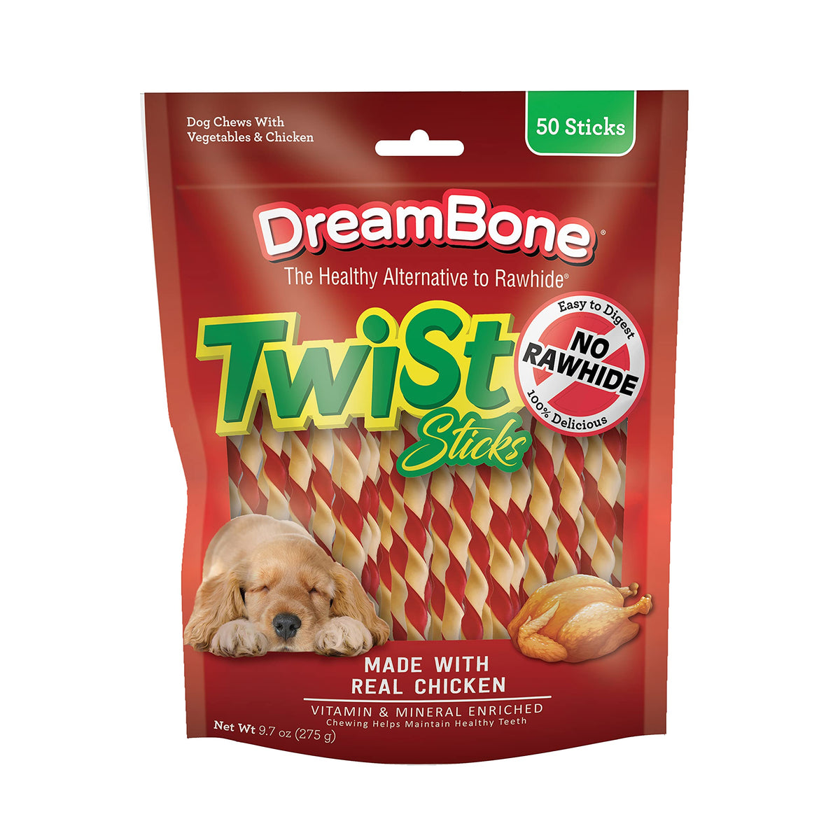 Rawhide-Free Dog Treats With Real Protein, 50 Count E284837