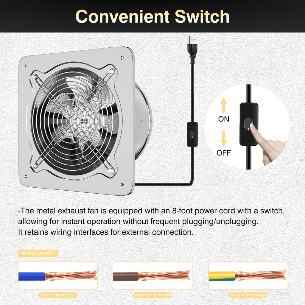 6 inch 308CFM Wall Mounted Exhaust Fan with Check Valve N72964