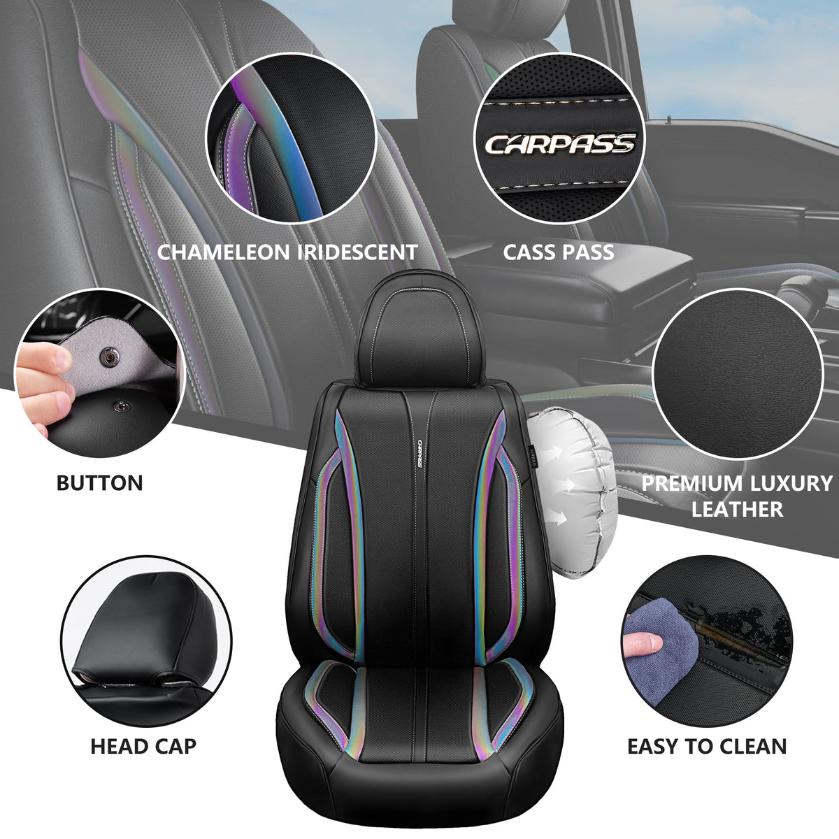 Nappa Leather Car Seat Covers 5 Seats Full Set U623