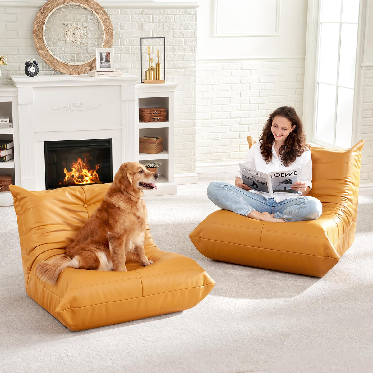 Leather Memory Foam Bean Bag Chair Q9507