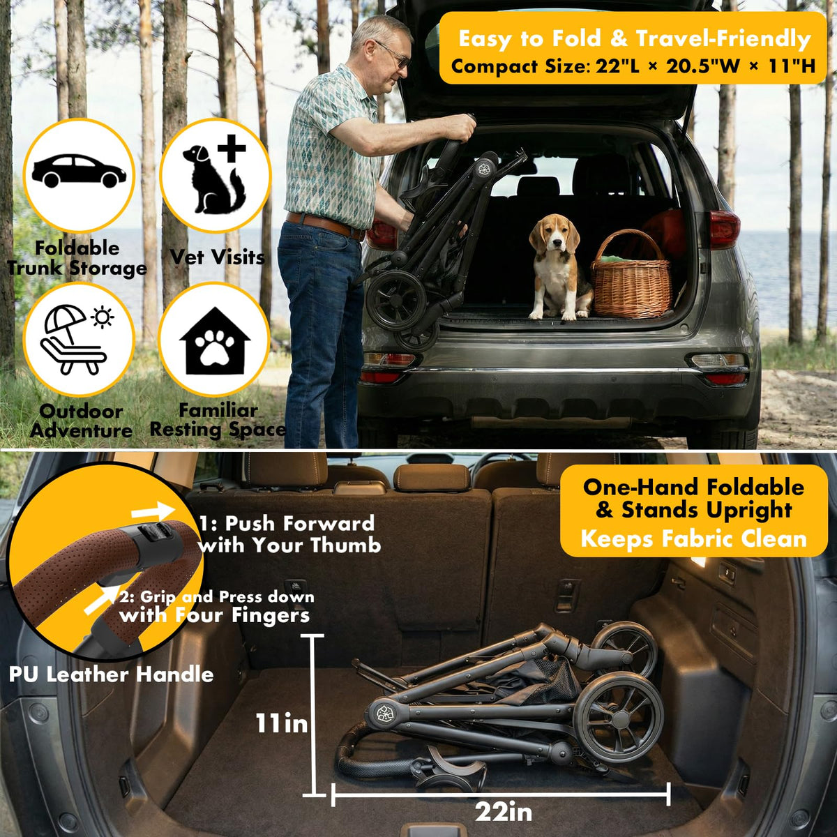 Foldable Pet Stroller with Detachable Carrier R189