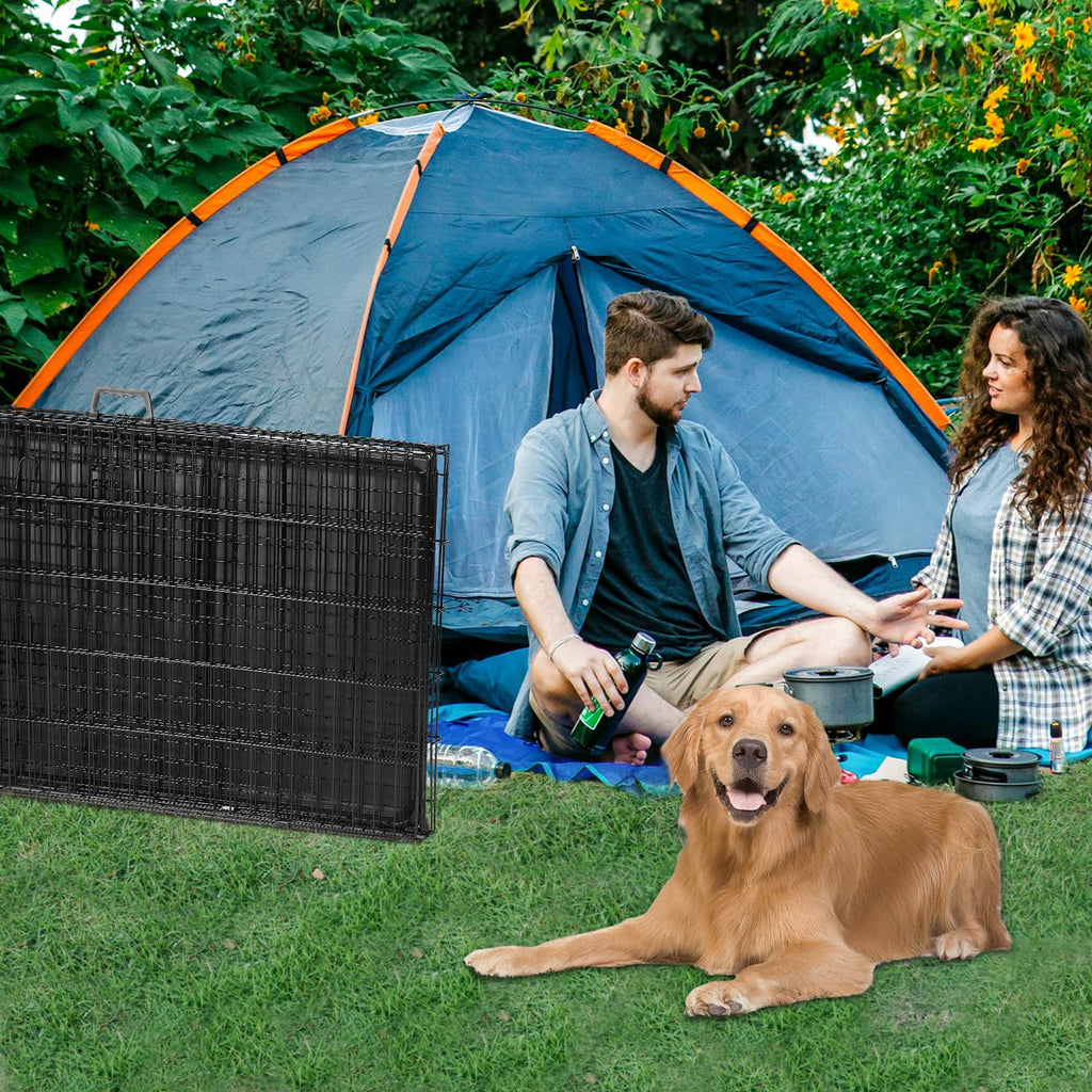 48 Inch Extra Large Folding Dog Crate with Divider Panel D909317