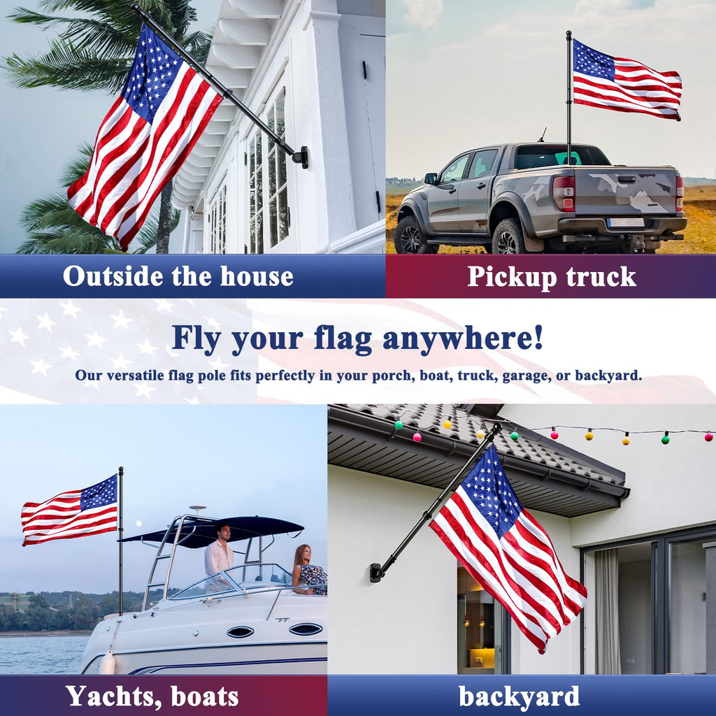 Tangle Free Stainless Steel Flag Pole Kit with Bracket W391647