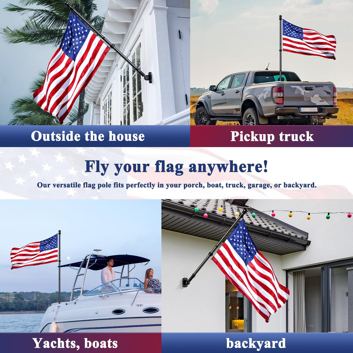 Tangle Free Stainless Steel Flag Pole Kit with Bracket W391647