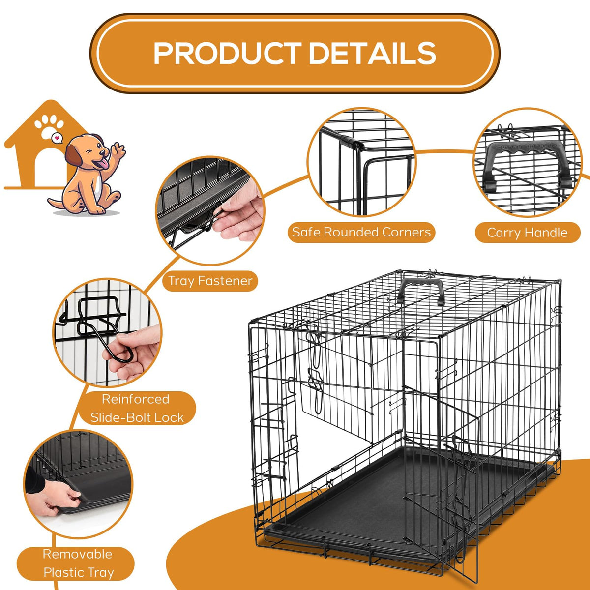 48 Inch Extra Large Folding Dog Crate with Divider Panel D909317