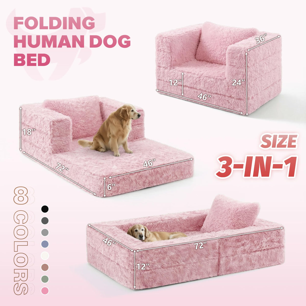 Convertible Sofa Bed 3-in-1 Futon with Pillow U684609