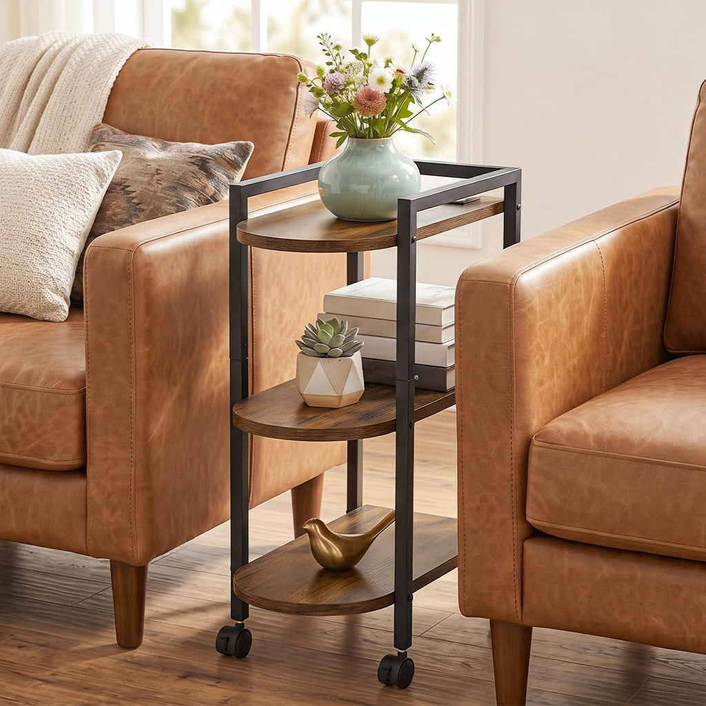 Rolling Narrow Side Table with Charging Station A651